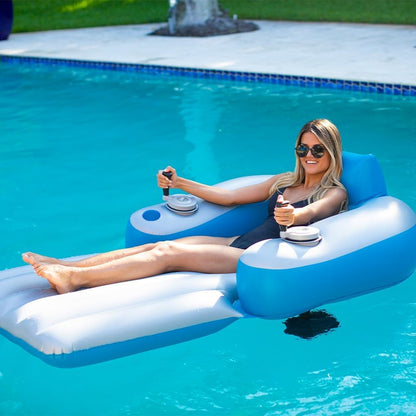Motorized Pool Lounge Float Chair – 360° Dual-Motor Fun