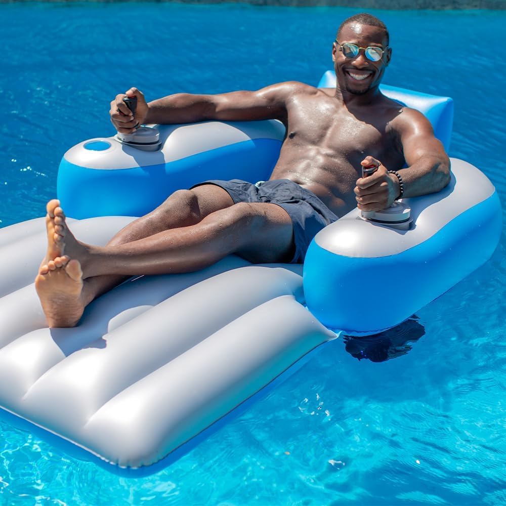 Motorized Pool Lounge Float Chair – 360° Dual-Motor Fun