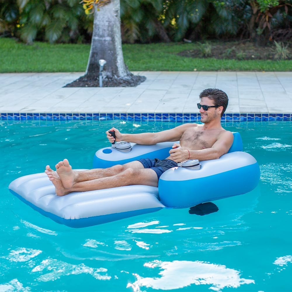 Motorized Pool Lounge Float Chair – 360° Dual-Motor Fun