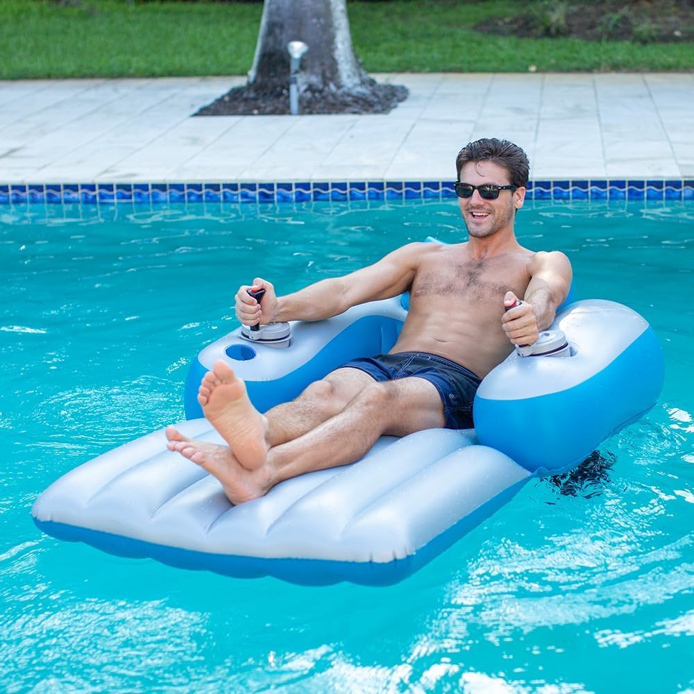 Motorized Pool Lounge Float Chair – 360° Dual-Motor Fun